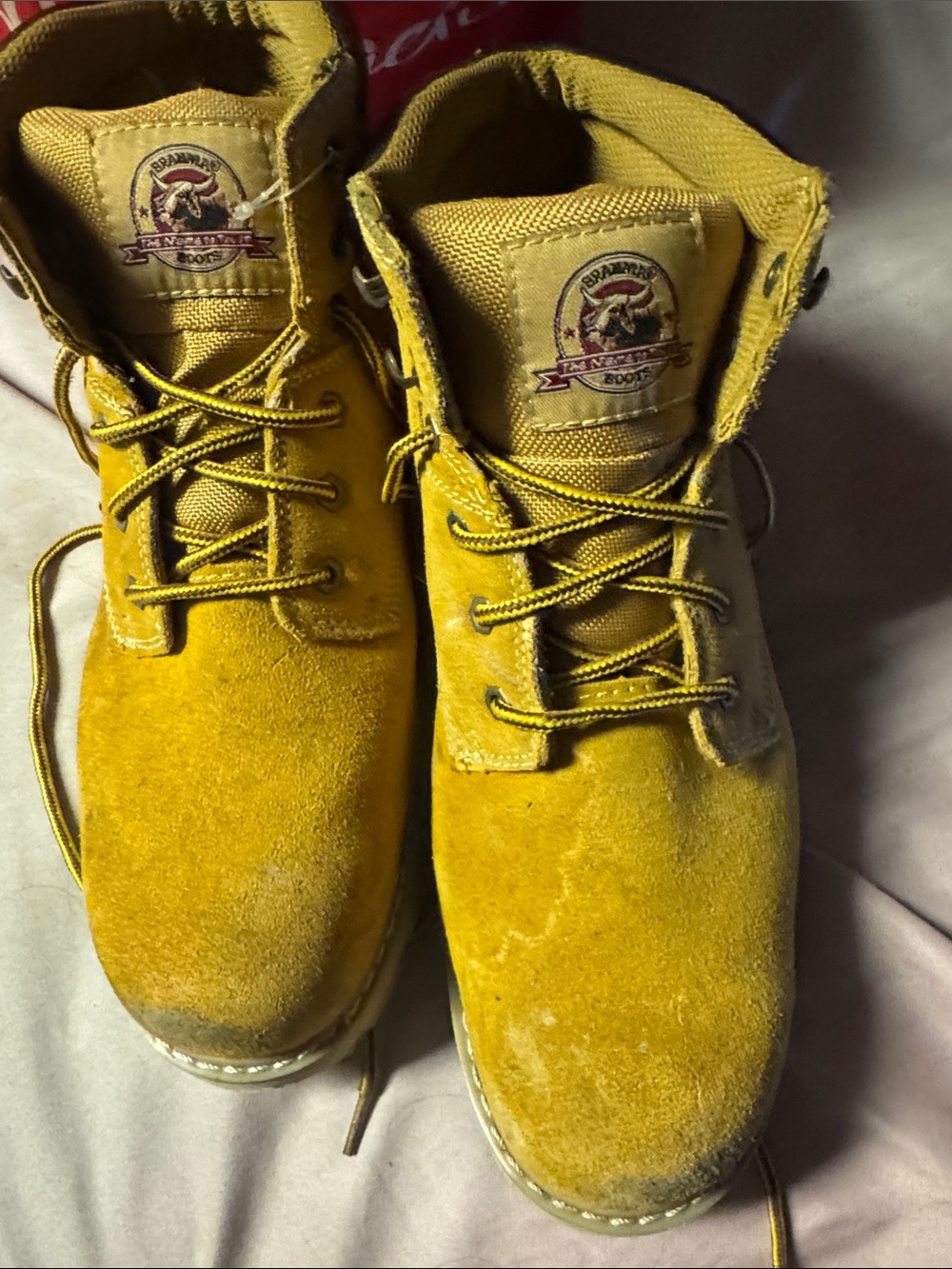 Kids Yellow Suede Lace-Up Boots